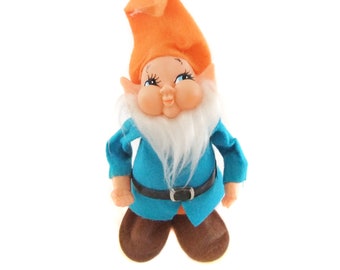 Vintage Elf Ornament, Felt Posable Pixie Elf Figurine, Christmas Gnome, Vintage Gnome Figurine, Kitsch 1960's Christmas Elf Decoration