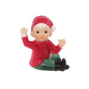 Miniature Vintage Pixie Figurine, Hard Plastic Pixie Elf Cake Topper