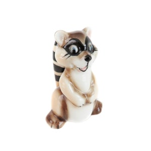 Vintage Miniature Raccoon Figurine, Bone China Miniatures, Raccoon Vintage