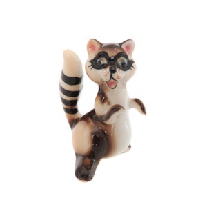 Vintage Miniature Raccoon Figurine, Bone China Raccoon, Vintage Raccoon Figure