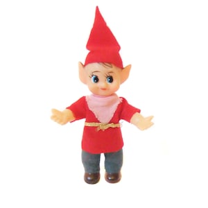 Pixie Elf Ornament, Pointy Ear Pixie Elf, Felt Pixie Elf, 1960&#39;s Japan Mid Century Christmas Pixie Elf Vintage