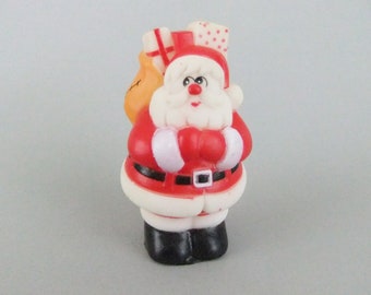 Vintage Santa Decoration, Rubber Santa Figurine, Santa Bag with Gifts Presents, Vintage Christmas Decor