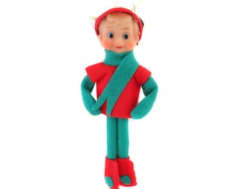 Vintage Pixie Ornament Japan Vintage 1960's Christmas Pixie Elf Ornament