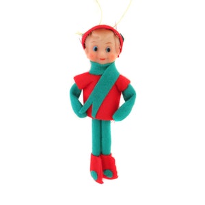 Vintage Pixie Ornament Japan Vintage 1960&#39;s Christmas Pixie Elf Ornament