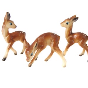 Vintage Deer Herd, Plastic Deer Fawn Figurines, Christmas Display Decoration, Carved Plastic, Kitsch Deer, Retro Deer Toy, Reindeer
