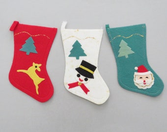 Vintage Felt Christmas Stocking Ornaments, Japan Stocking