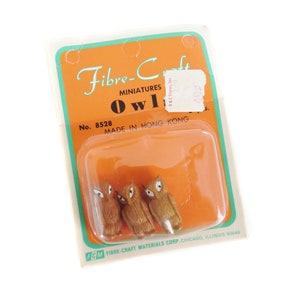 Vintage Miniature Owls, Plastic Owls, Tiny Owls Vintage Owl Craft Figures, Fibre Craft Miniatures, Mini Owl Figurines