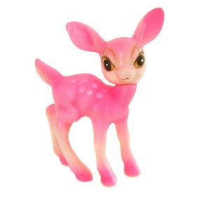 Hot Pink Deer Figurine, Neon Pink Reindeer Figurine, Plastic Deer Figurine, Pink Christmas Decorations, Vintage Reindeer Figurine