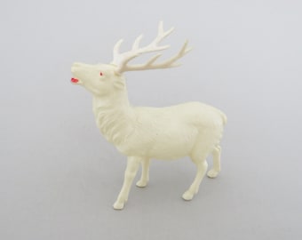 Celluloid Reindeer Figurine, Plastic Elk Deer Figure, Plastic Reindeer, Vintage 1950's Mid Century Christmas Decorations