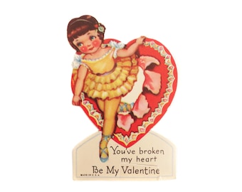 Vintage Ballerina Valentine, Ballet Valentine Dance Dancer Valentine, Stand Up Valentine, Vintage 1950's Valentine Card