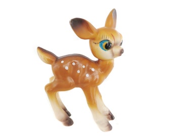 Rubber Deer Figurine, Vintage Fawn Deer, Japan Toy Animal
