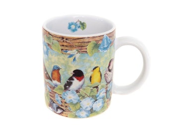 Morning Glories Mug, Lang and Wise Collector Mugs, Ceramic Coffee Cup Mug, Spring Mug, Bird Watching Gift, Vintage Bird Mug