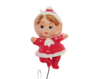 Miniature Pixie Elf Vintage Christmas Pixie Elf Pick, Vintage Pixie Elf Ornament, Plastic Pixie Elf Figurine