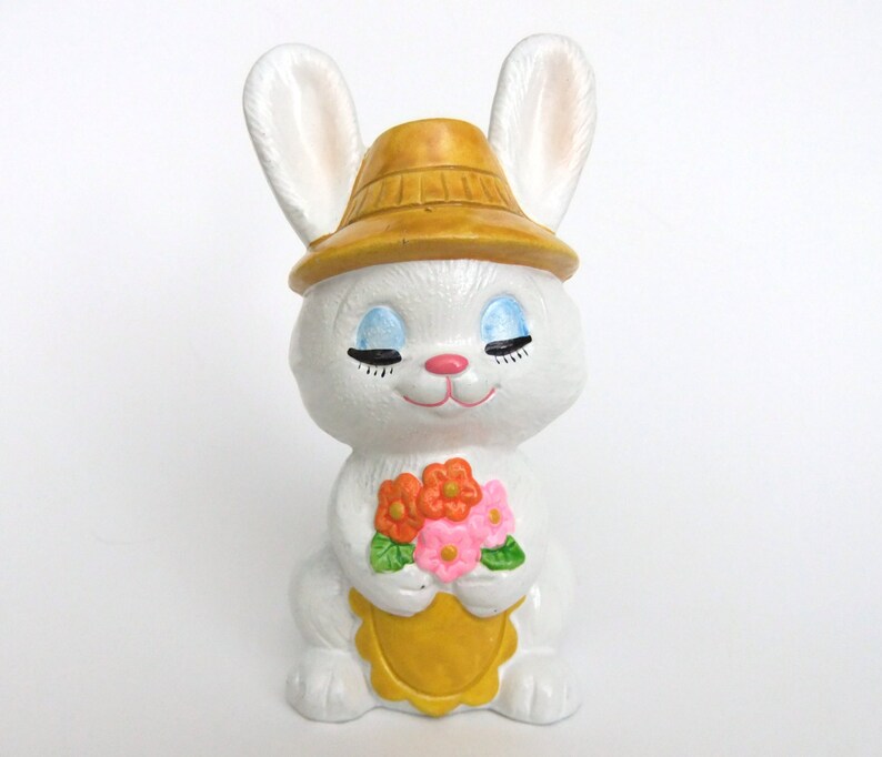 Kitsch Rabbit Figurine Kitschy Bunny Easter Decor Easter Etsy