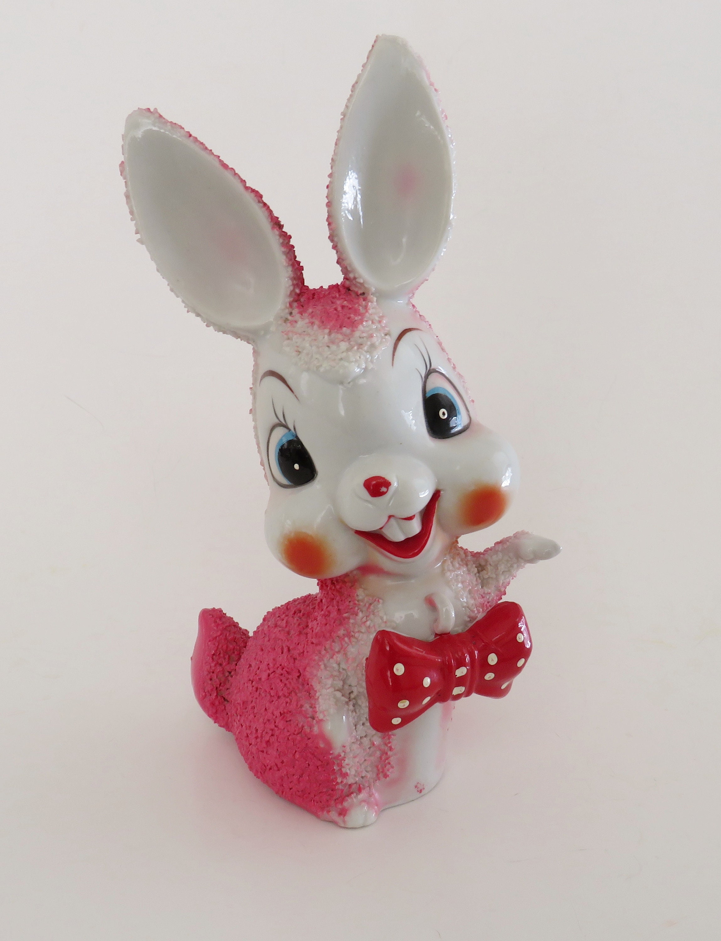 Vintage Pink Rabbit Figurine, Japan Rabbit, 1950's Easter Rabbit