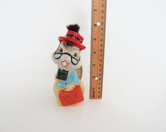 Vintage Ceramic Squirrel Bank, Anthropomorphic Squirrel Figurine