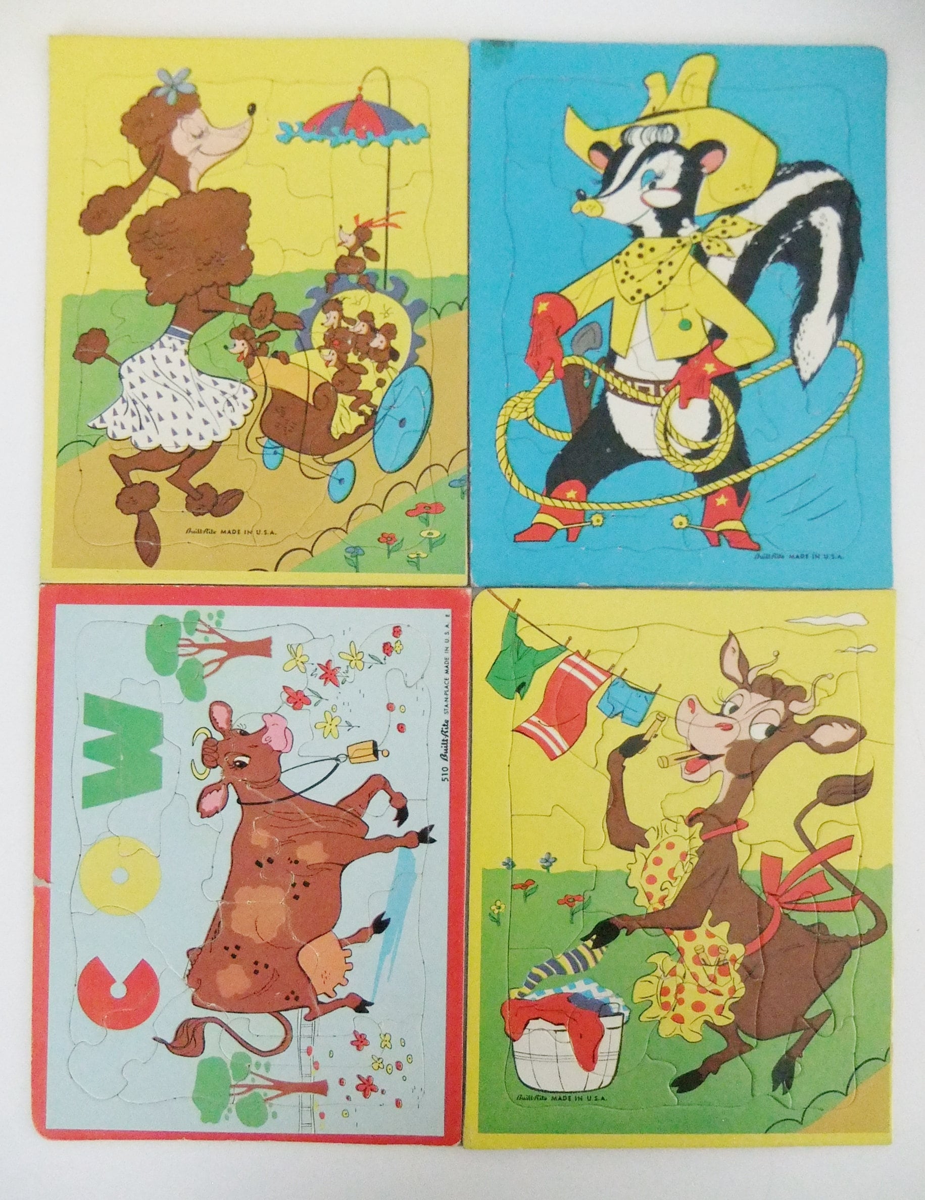 Vintage Puzzle Set, Built Rite Puzzle Time Set of 8 Childrens Puzzles ...