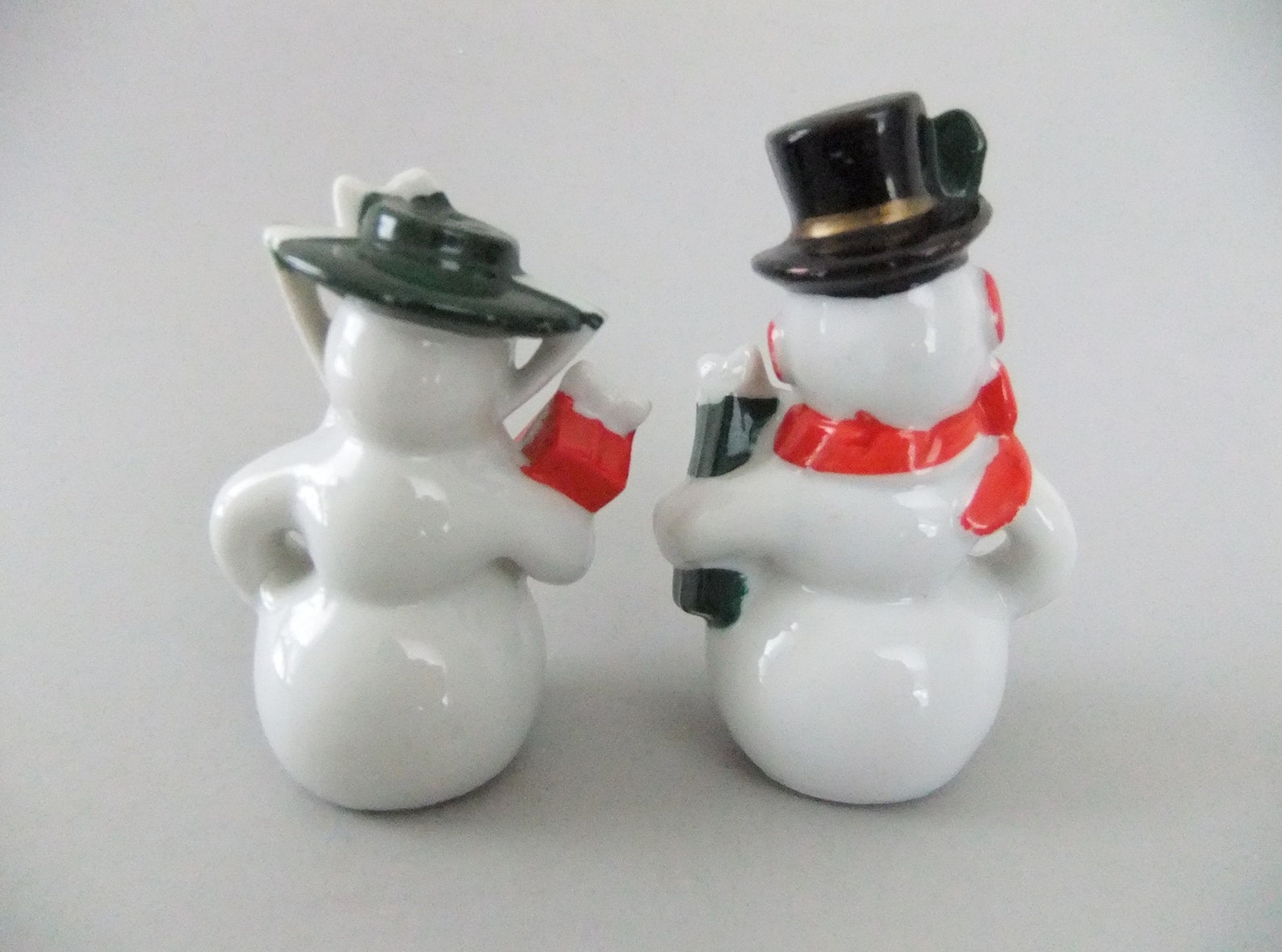 Vintage Christmas Salt and Pepper Shakers Snowman Figurines Etsy