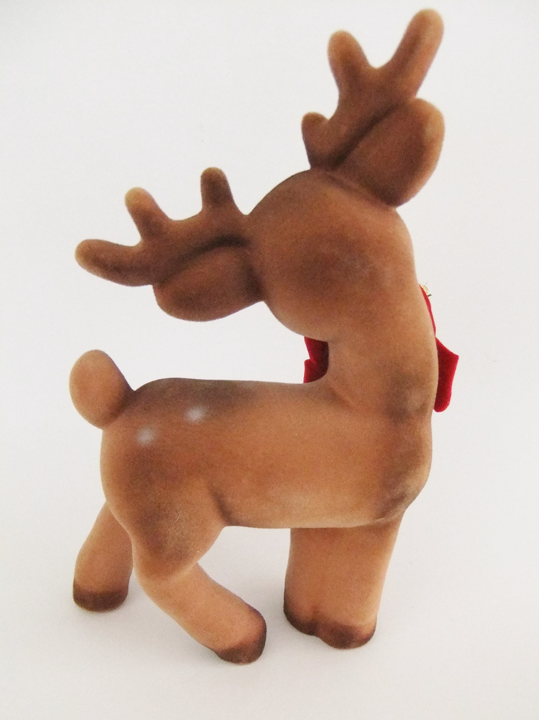 9 Flocked Ceramic Reindeer Figurine Vintage Reindeer Etsy
