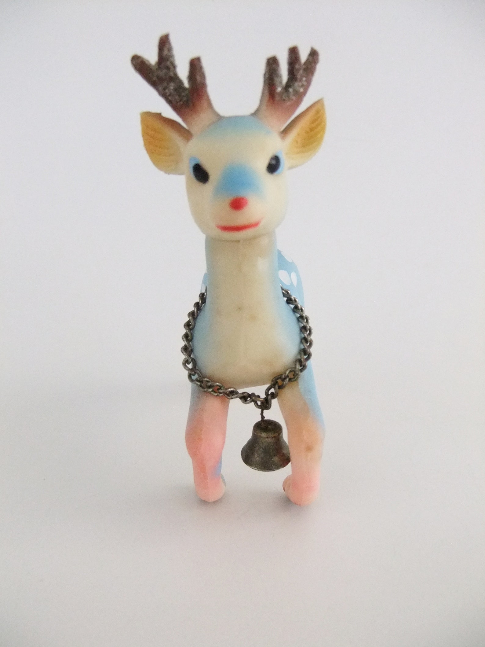 Pretty Blue Reindeer Figurine Plastic Reindeer Ornament Blue Etsy