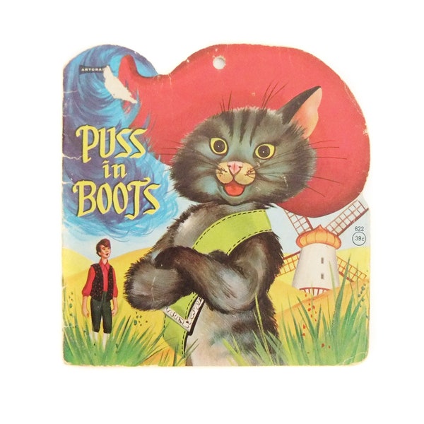 Puss in Boots Vintage Children's Book, 1950's Kids Books, Vintage Cat Book