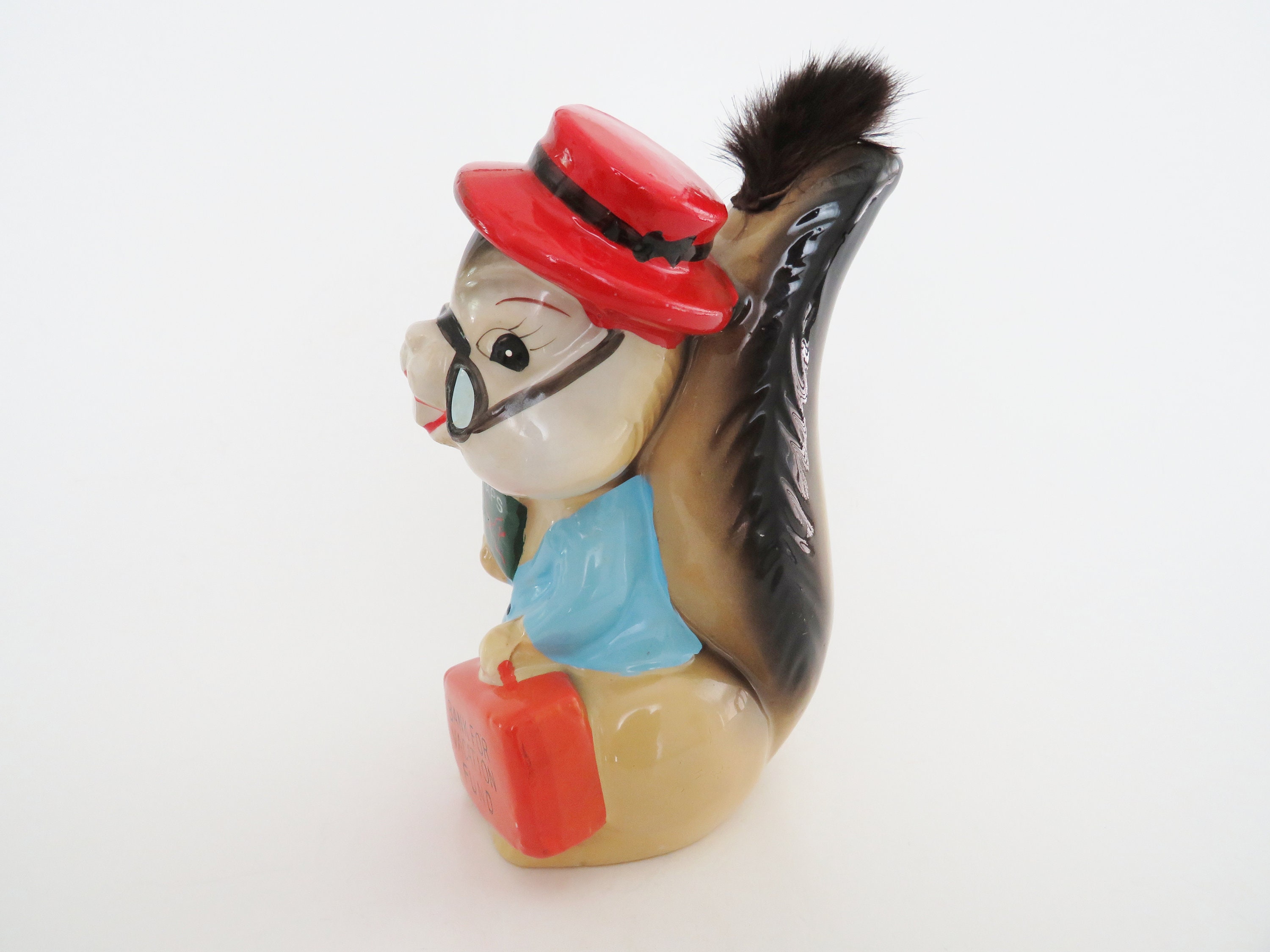 Vintage Ceramic Squirrel Bank, Anthropomorphic Squirrel Figurine