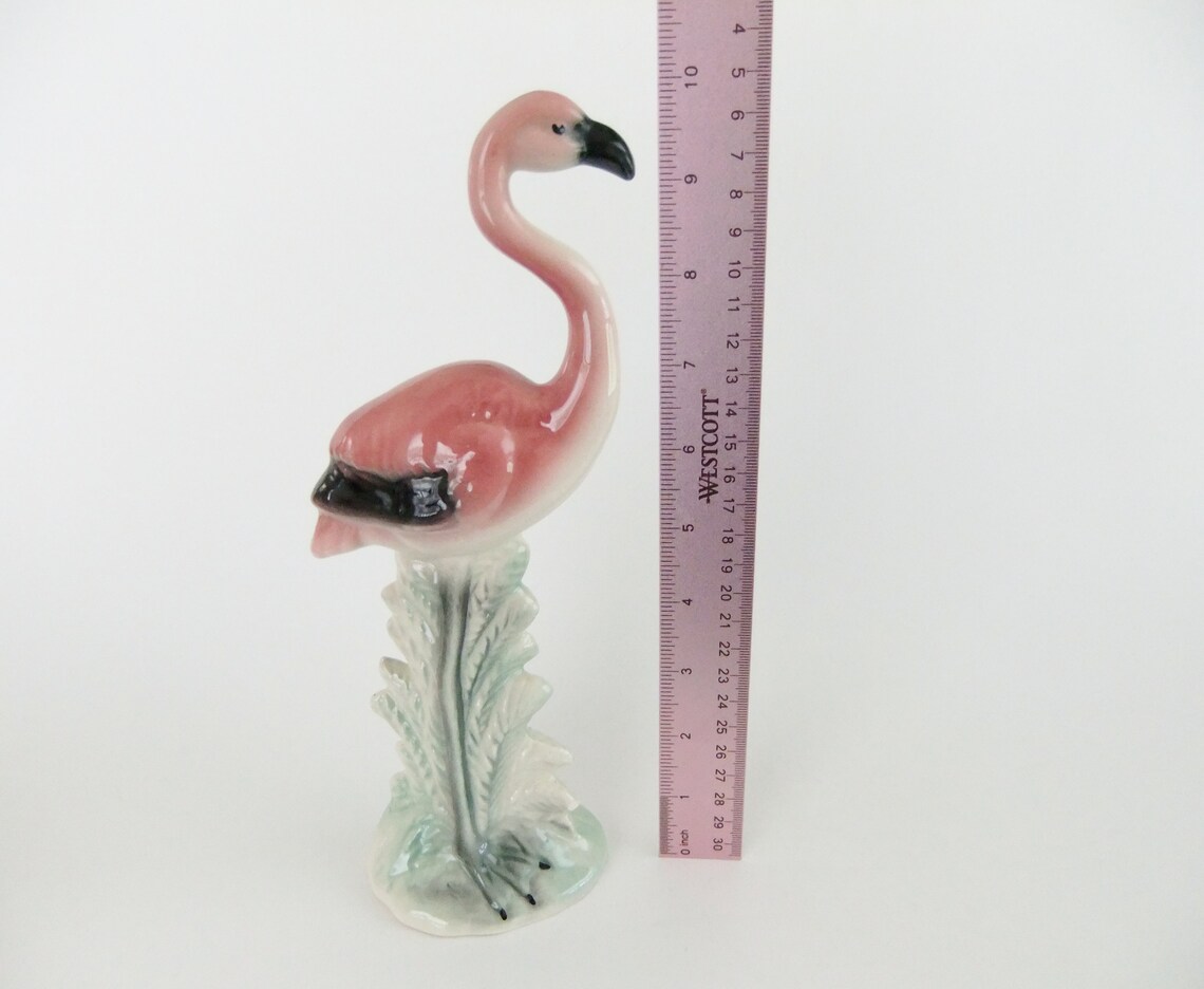 Vintage Flamingo Figurine Pink Flamingo Statue Ceramic Etsy