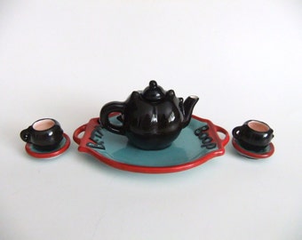 Vintage Betty Boop Tea Set, Miniature Tea Set Tray, Teapot, Tea