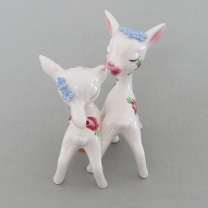 Kissing Deer Salt and Pepper Shakers, Vintage White Japan Deer, Fawn Figurines, Unique Valentine Gift image 7