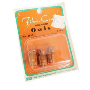 Miniature Owls, Vintage Plastic Owls, Tiny Owls Vintage Owl Craft Figures, Fibre Craft Miniatures, Mini Owl Figurines