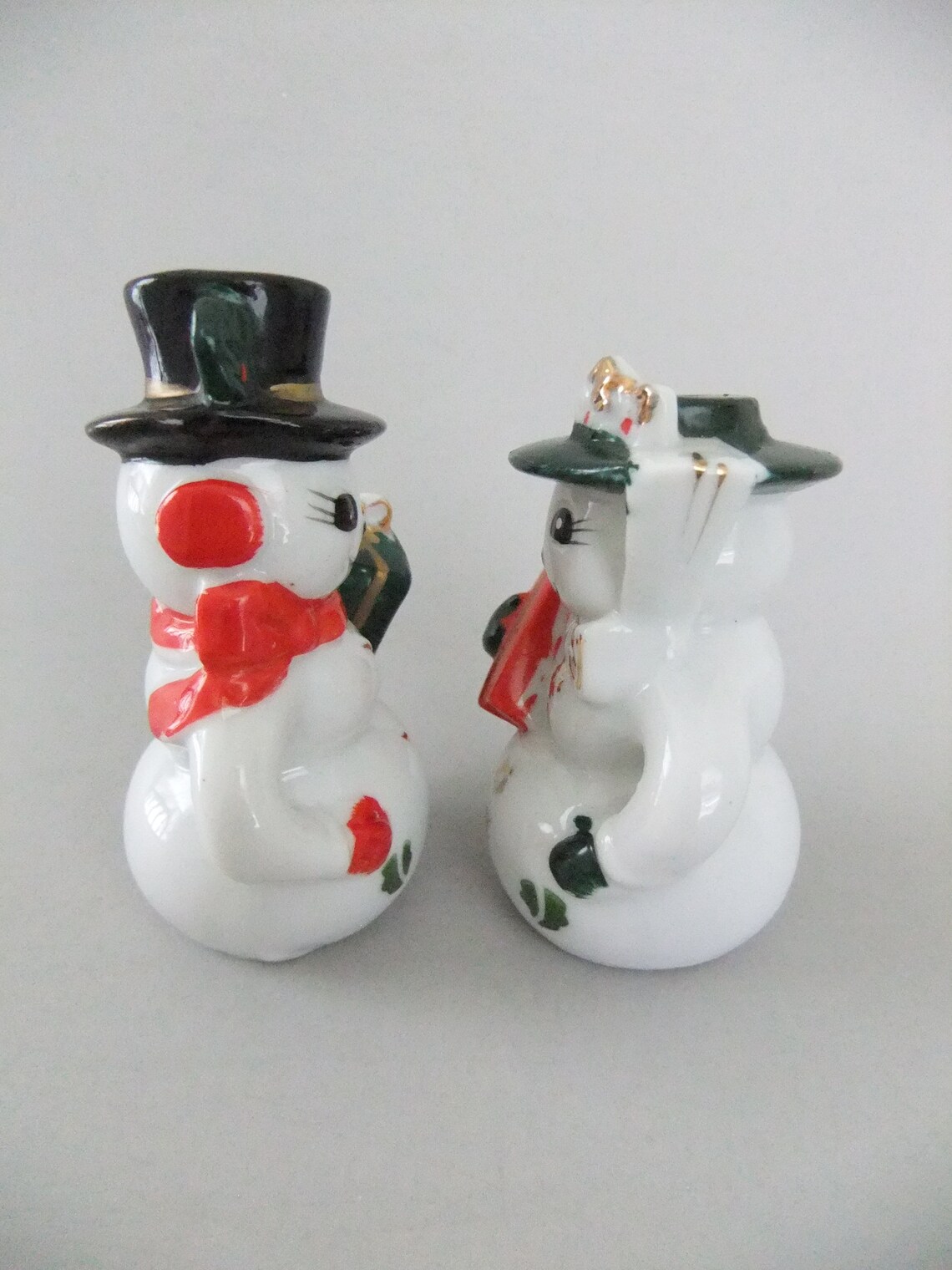 Vintage Christmas Salt and Pepper Shakers Snowman Figurines Etsy