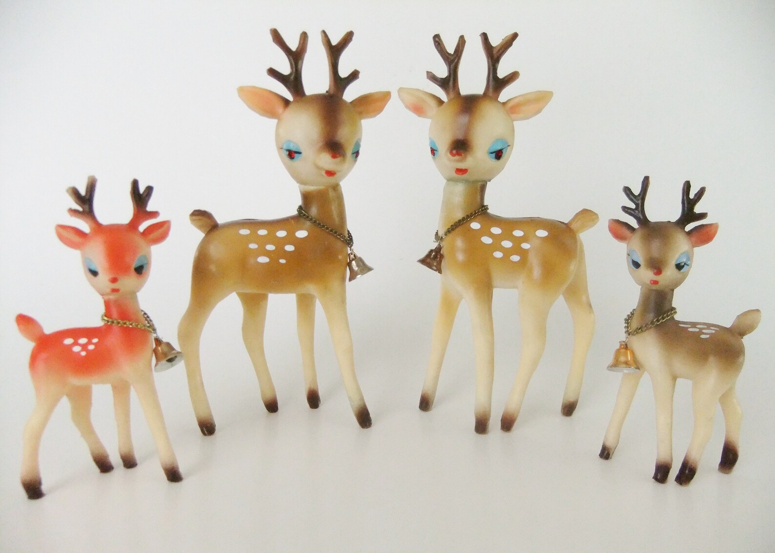 Vintage Reindeer Figurines Plastic Rubber Reindeer Figures Etsy