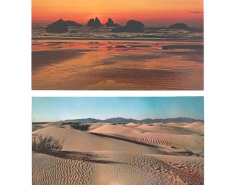 Vintage Oregon Postcards, Oregon Coast Sunset, Oregon Sand Dunes Postcard