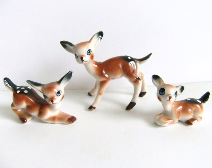 Miniature Deer Figurines Vintage Deer Doe Fawn Figurines Etsy