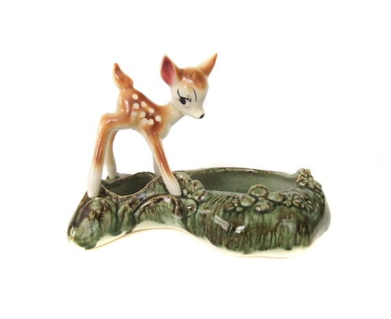 Vintage Bambi Deer Figurine Planter, 50's Walt Disney Bambi, Mid