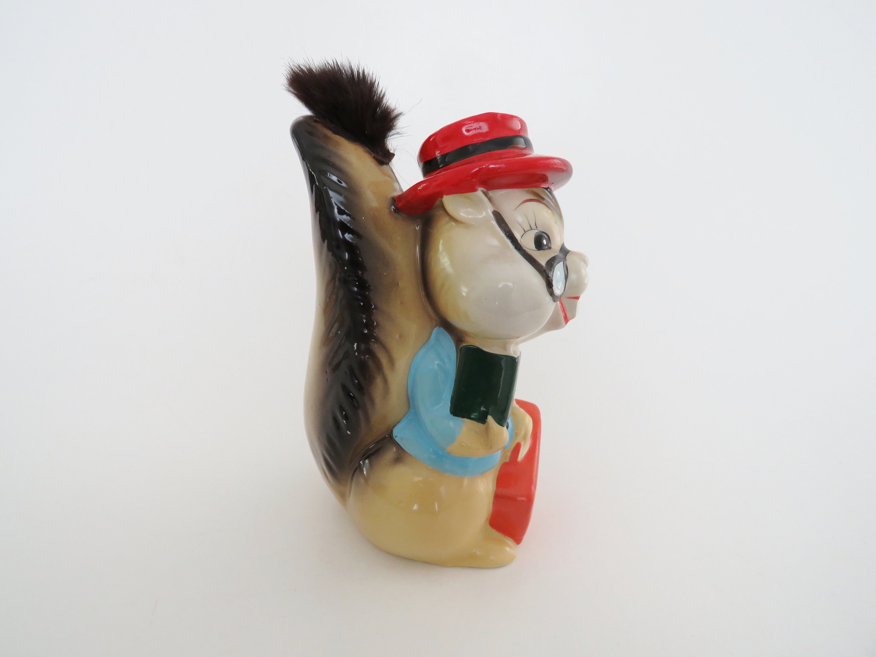 Squirrel Ceramic Coinbank / リス 貯金箱 Vintage Ceramic Squirrel Bank, Anthropomorphic Squirrel Figurine