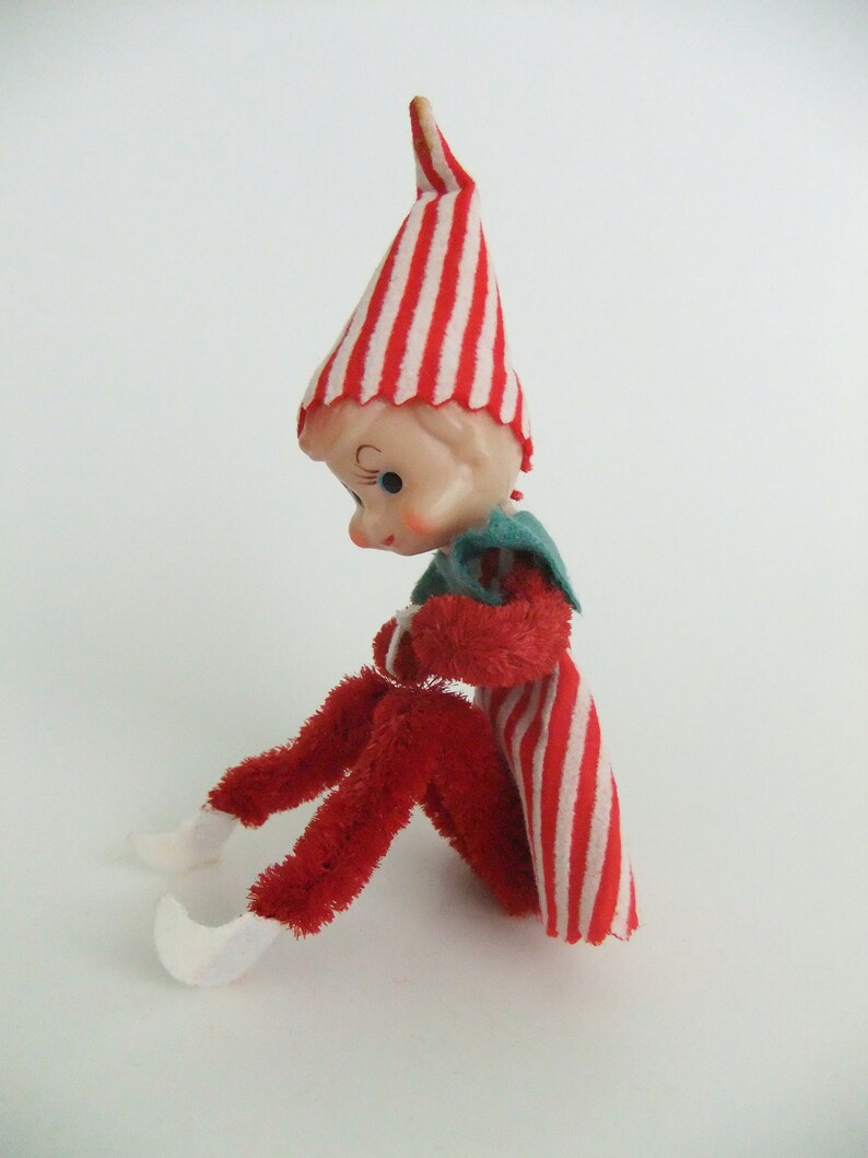 Vintage Pipe Cleaner Pixie Elf Red and White Striped Knee Etsy