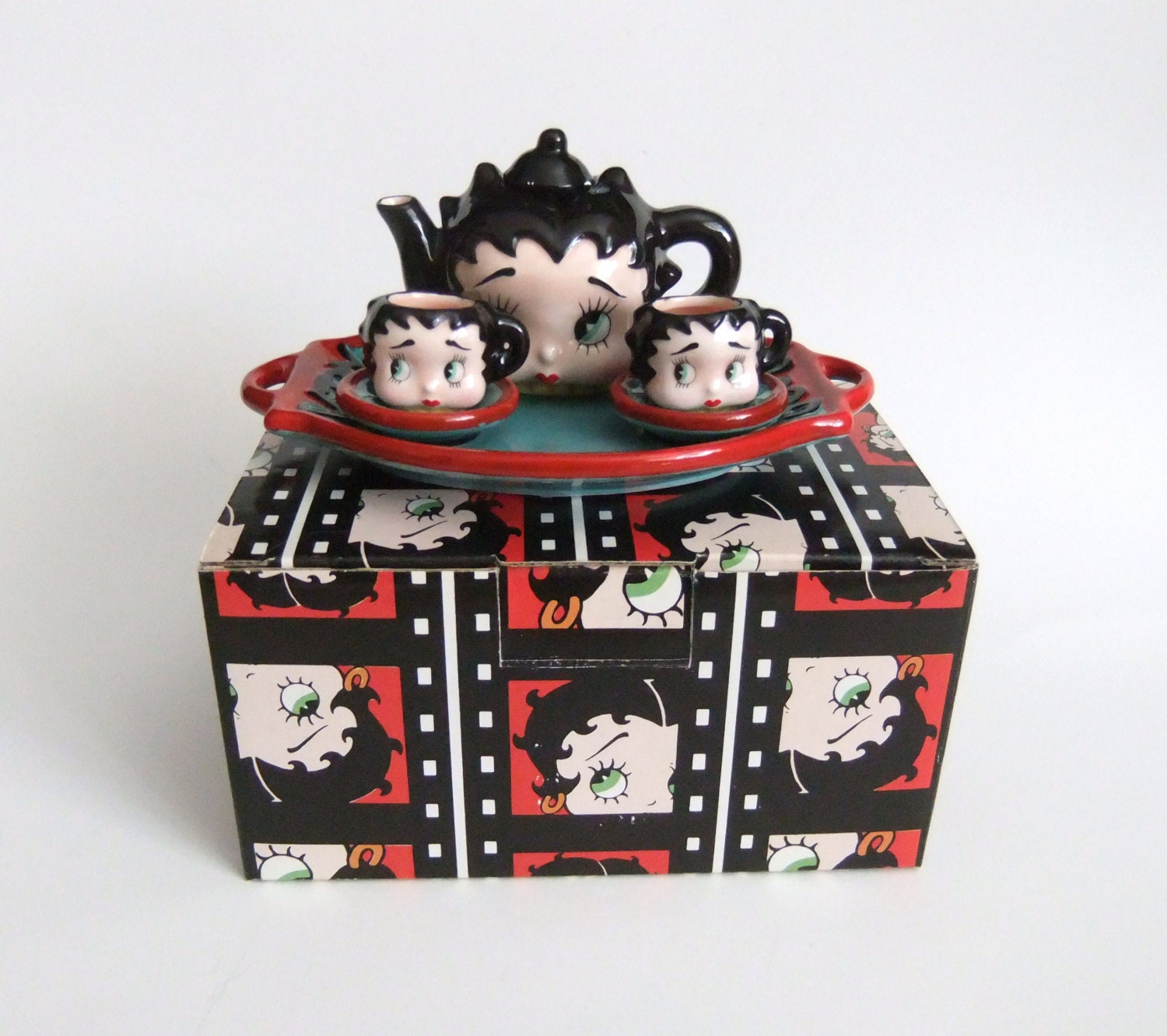 Vintage Betty Boop Tea Set, Miniature Tea Set Tray, Teapot