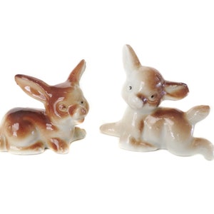 Small Vintage Japan Deer Figurines, Miniature Fawn Figurines, 1950&#39;s Mid Century Deer Figurines