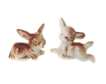 Small Vintage Japan Deer Figurines, Miniature Fawn Figurines, 1950's Mid Century Deer Figurines