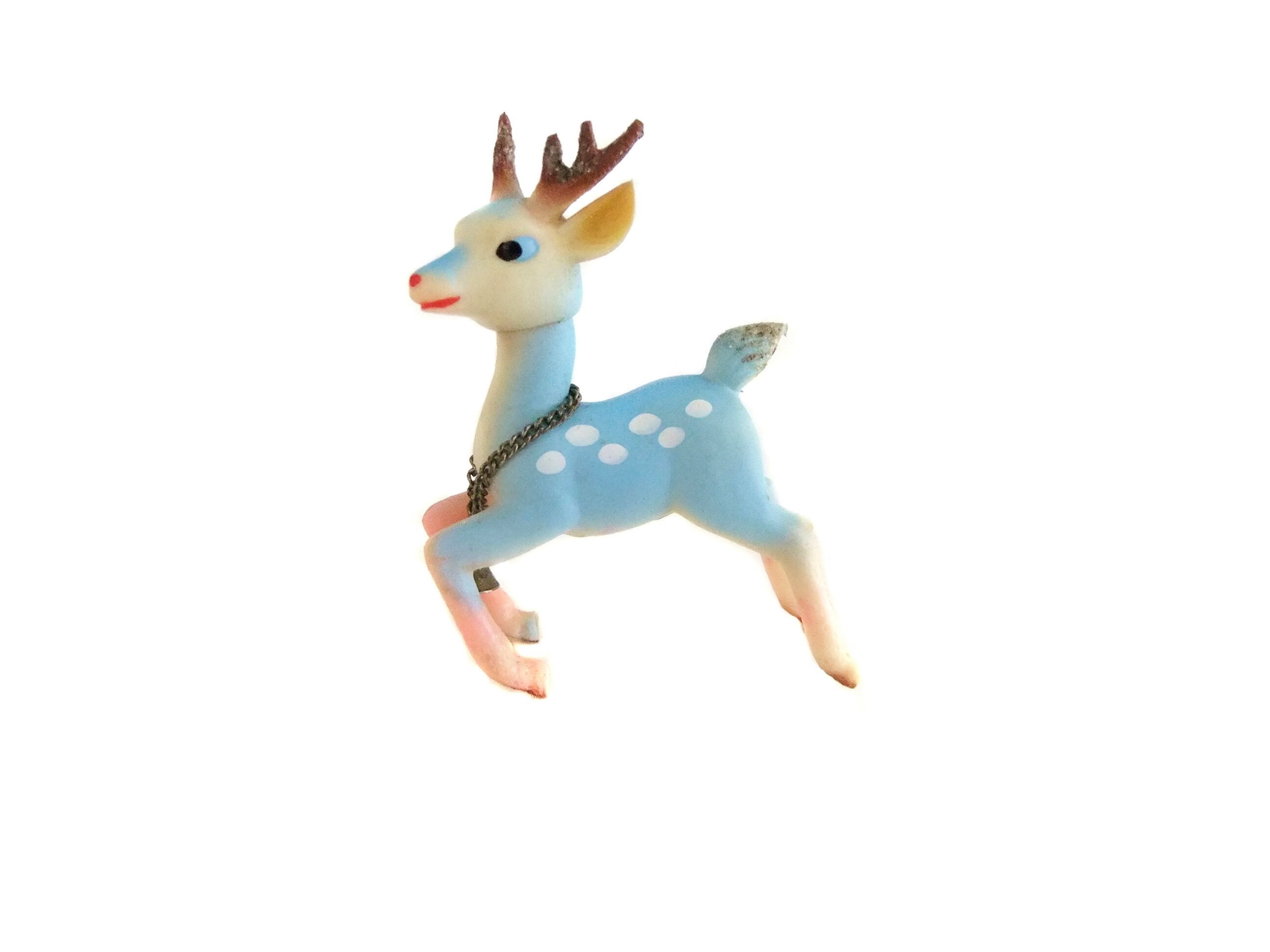 Pretty Blue Reindeer Figurine Plastic Reindeer Ornament Blue Etsy