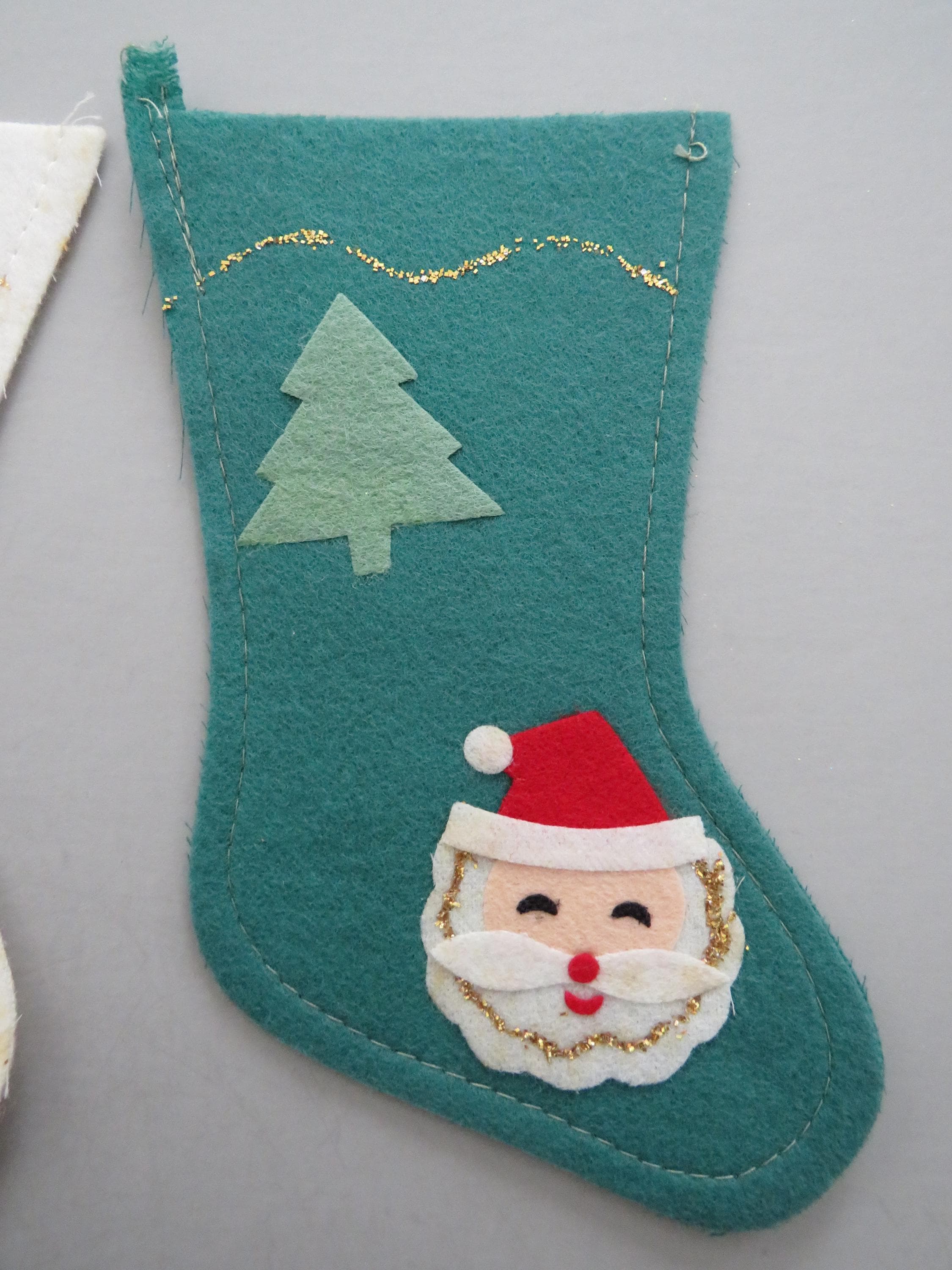 Vintage Felt Christmas Stocking Ornaments, Japan Stocking