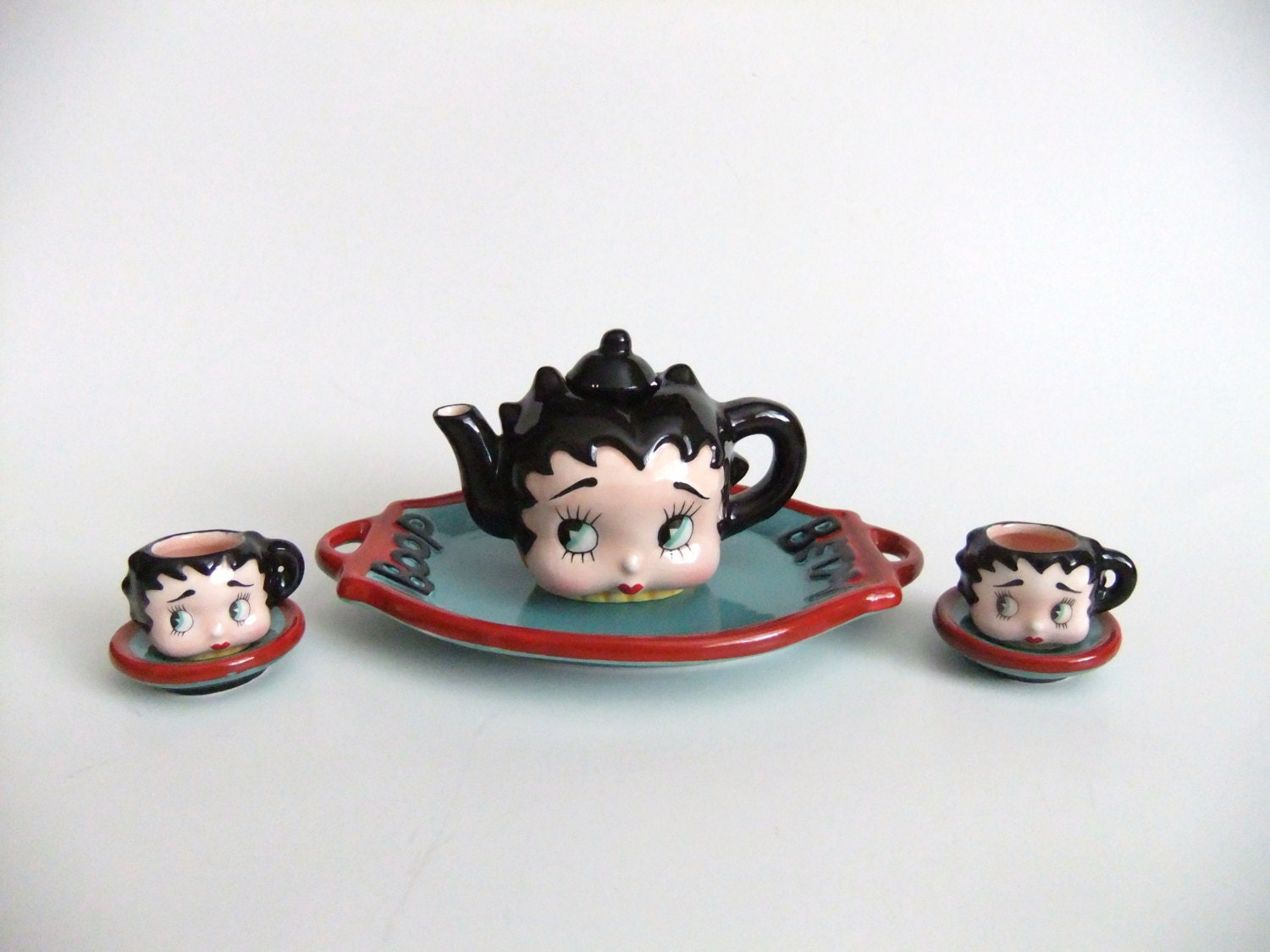 Vintage Betty Boop Tea Set, Miniature Tea Set Tray, Teapot