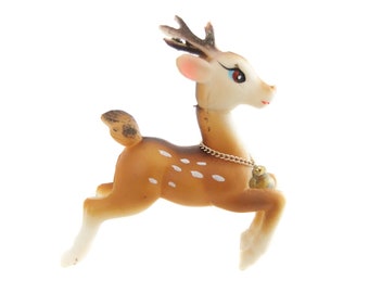 AS IS Vintage Rubber Reindeer, Japan Reindeer Figurine, 1950's 1960's Christmas Decor