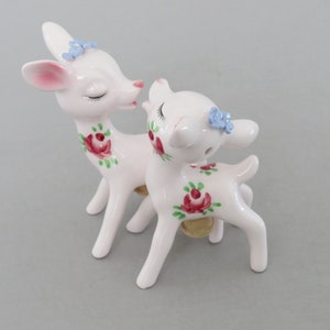 Kissing Deer Salt and Pepper Shakers, Vintage White Japan Deer, Fawn Figurines, Unique Valentine Gift image 6