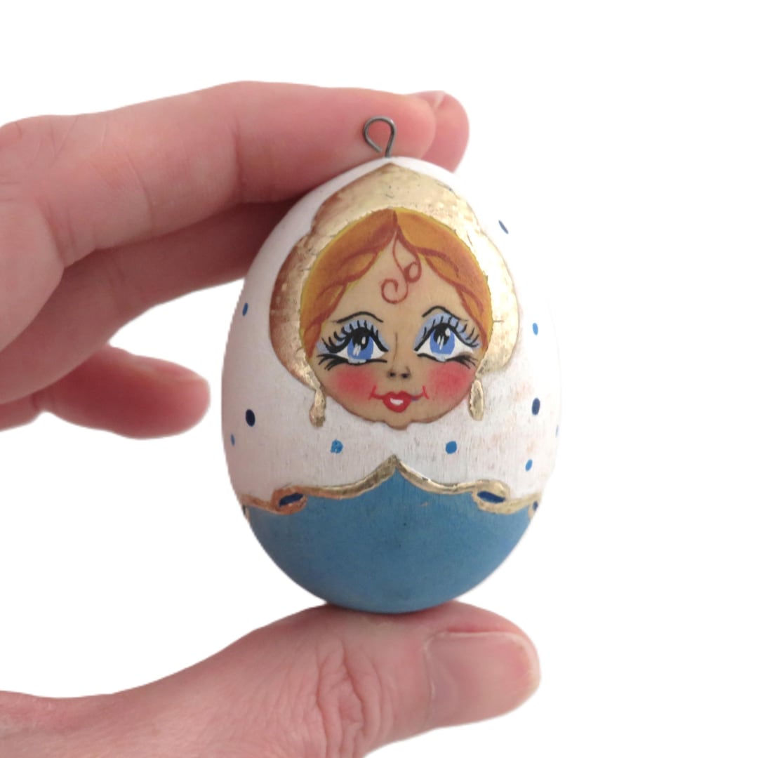 Vintage Wooden Egg Christmas Ornament - Etsy