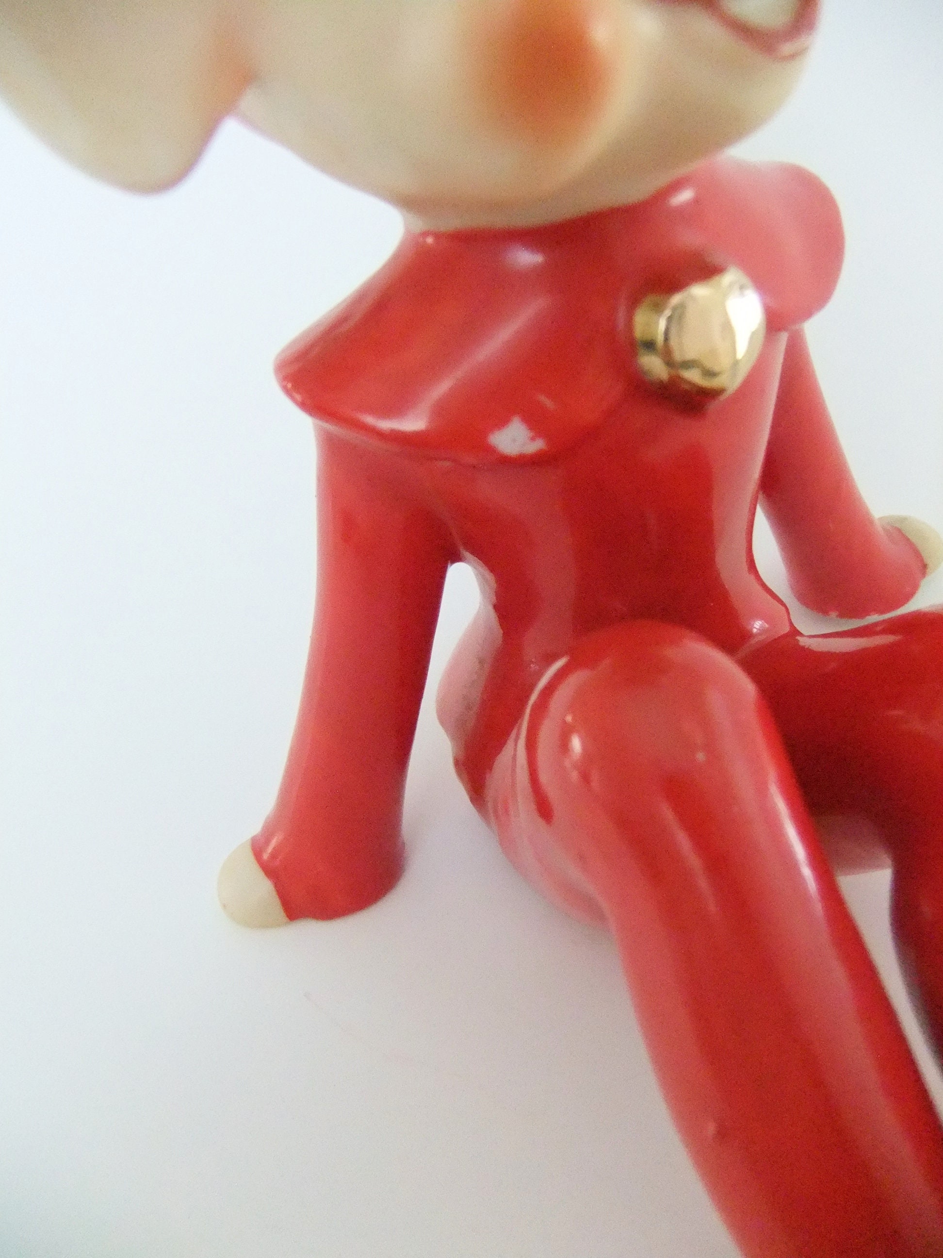 Japan Bone China Miniature Pixie Elves Ceramic Elf Figurines Red