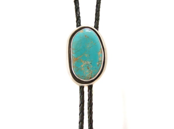 Turquoise Bolo Tie Vintage, Stamped S E Lee, Vinta