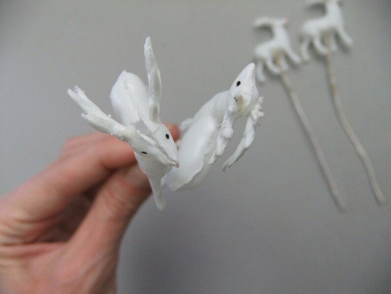 Miniature Reindeer Figurines 1950's Celluloid Plastic Etsy