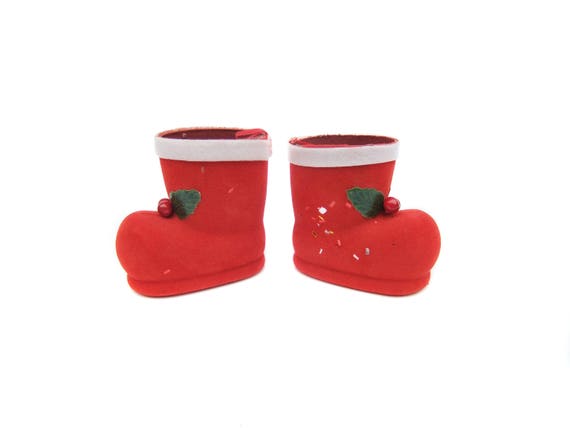Items Similar To Vintage Santa Boots Flocked Christmas Ornaments